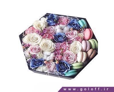 جعبه گل با ماکارون - جعبه گل ولنتاین گلگون - Golgoon | گل آف